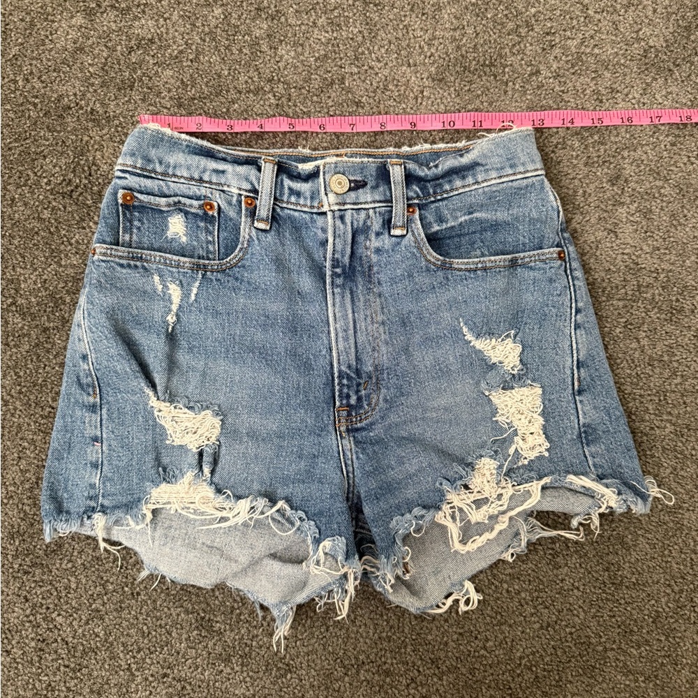 Abercrombie & Fitch Blue Jean Shorts Distressed High-Waisted